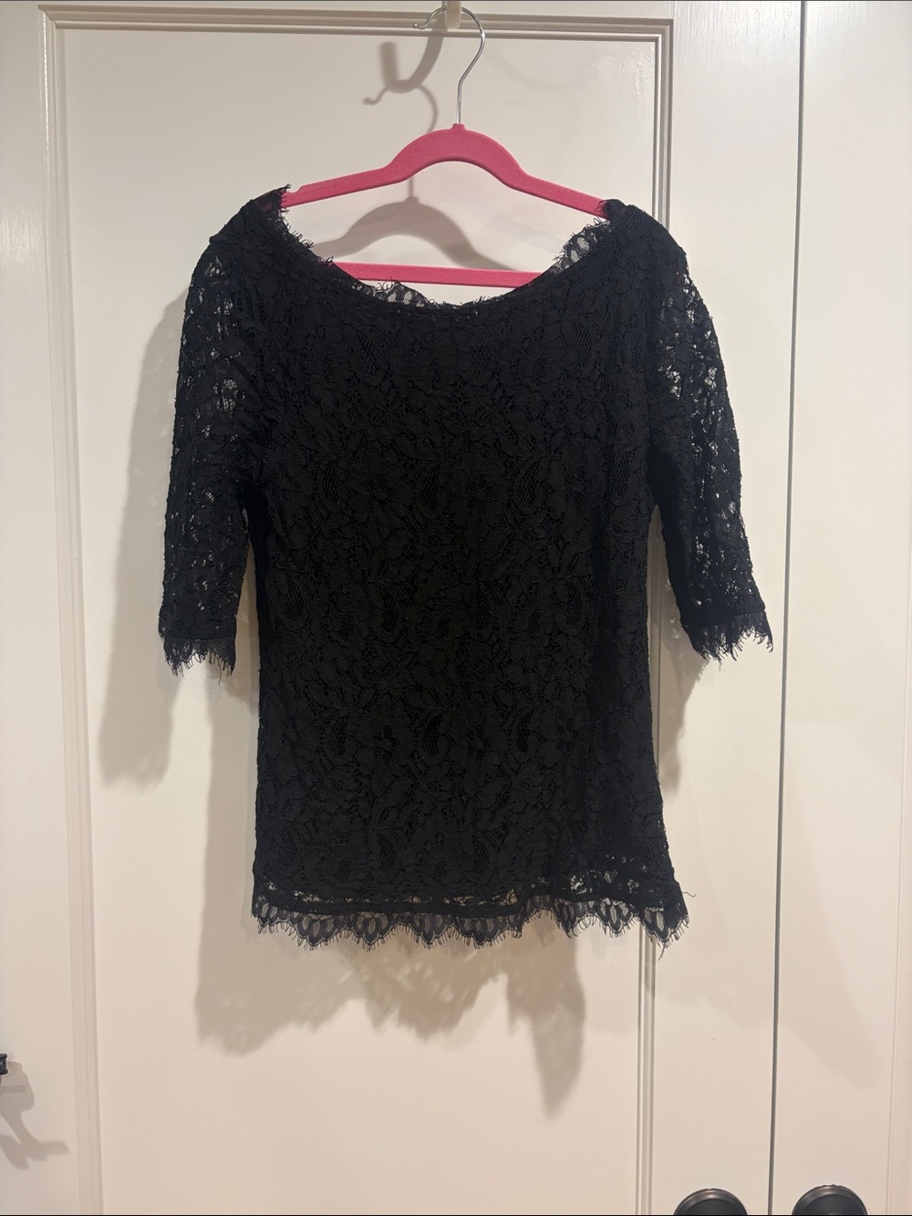 Pim + Larkin Black Lace Boatneck Top